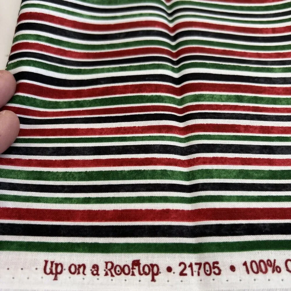 Cotton Quilting Fabric Bundle Christmas Holiday Plaid Stripes Lot 4 Pieces